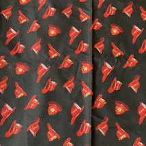 Alexander Henry Fabric FIRE Helmets 2005 Black Red Firemen Cotton 2 yards - $30.63