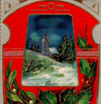 1911 Cottage &amp; Mistletoe Christmas Postcard - £13.18 GBP