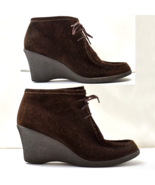 Banana Republic Wedge Heel Lace-Up Booties Brown Suede Leather - Women&#39;s... - $722.54 MXN