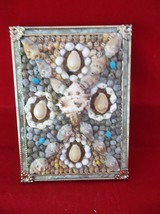 Vintage Handmade Seashell Beads Framed Beach House Wall Bathroom Art - £12.05 GBP