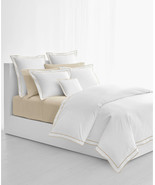 Ralph Lauren Spencer Border Full/Queen Duvet Cover $335 White &amp; Flax - $163.01 CAD