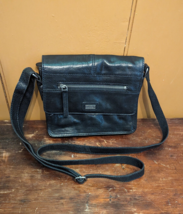 Spikes and Sparrow Crossbody Bag  Black Leather Extra Long Strap 8.75&quot;x7... - $38.69