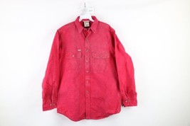 Vtg 90s Carhartt Mens Mens M Distressed Acid Wash Canvas Button Shirt Red USA - £55.18 GBP