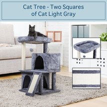 Double-layer cat Tree with cat house and ladder - light gray XH - £134.11 GBP