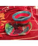 Colorful Layered Face Head Vase and Tray SET of 2 Unique Mixed Media Des... - $458.22 MXN