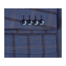 Mens Suit by RENOIR English Plaid Window Pane European Business 291-19 Blue Rust image 4