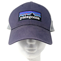 Patagonia Snap Back Trucker Hat Purple Gray Mesh Cap Spell Out Outdoors Hiking - $19.99