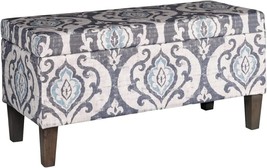 The Homepop Large Upholstered Rectangular Storage Ottoman Bench In Slate Damask - $175.96