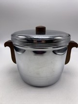 Manning Bowman Ice Bucket Chrome Teak Wood Vintage Mid Century Modern MCM Heavy - £45.85 GBP