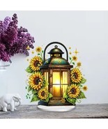 Acrylic Lantern with Sunflowers Design On Stand Diamond Jewel Art COMPLE... - $33.83 CAD