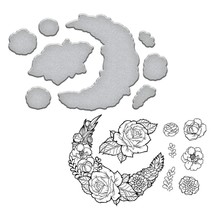 Spellbinders Stamp &amp; Die Cut Set Stephanie Low Cool Vibes Moon Flower SDS-098 - £9.98 GBP