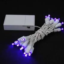Battery Operated 20 LED Lights Purple on White Wire - £11.18 GBP
