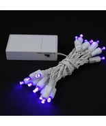 Battery Operated 20 LED Lights Purple on White Wire - £11.01 GBP