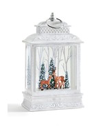 Wintery Scene with Reindeer LED Water Lantern Lights Up 10.6&quot; High with ... - £62.14 GBP