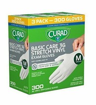 CURAD Basic Care 3G Stretch Vinyl Exam Gloves, Size M - 300 Piece, Free ... - $24.30