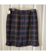 CAbi Brown Wool Multi-Color Plaid Skirt Size 8 Lined Zip Ruffled Hem Abo... - $27.27 CAD