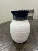 Studio Art Pottery Stoneware 8 in Vase Pot Hand Turned Blue Glaze Signed... - $24.74