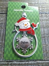 Christmas Snowman Rare Personalize &quot;Dylan&quot; Collectable Silver Ornament G... - £19.75 GBP