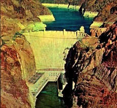Clark County Nevada NV Hoover Dam Aerial Birds Eye View Chrome Postcard L5 - £3.06 GBP