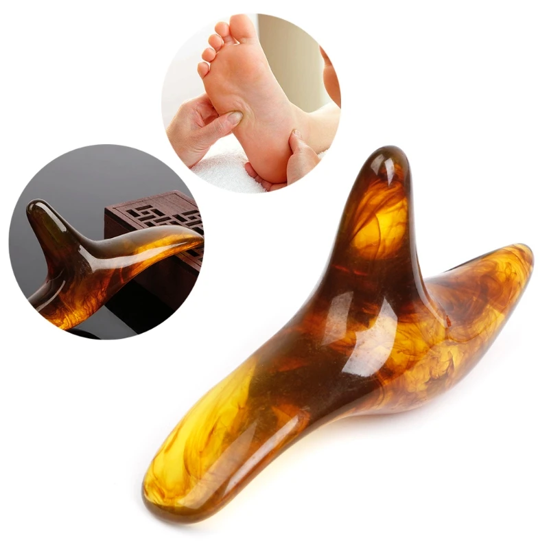 Amber Resin  Triangle Foot Feet Mager Gua Sha Acupuncture Shiatsu Tool for Worke - $91.56