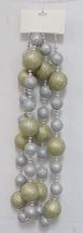 Gllitter Ball Garland 6&#39; Champagne  Silver Glitter Balls w/ Silver Beads - $6.99