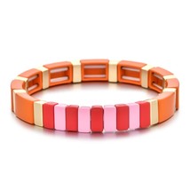 New Neon Rainbow Elastic Bracelet Enamel Tile Bracelets Metal Bohemian Pulseras  - £14.26 GBP