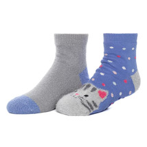 NEW Girls Cuddl Duds Slipper Socks Set of 2 Pr w/ gray cats sz M/L 4-10 ladies - £9.61 GBP