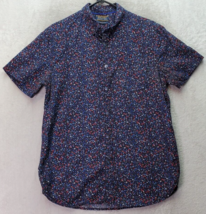 Denim &amp; Flower Shirt Men&#39;s M Navy Floral Slim Fit Patriotic Confetti But... - £14.41 GBP