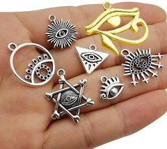 4 Eye of Horus Pendants Egyptian Charms Assorted Lot Antiqued Silver Gold Mix - £3.84 GBP