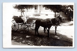 RPPC Horse and Buggy Driven By Woman in White Postcard M16 - £6.97 GBP
