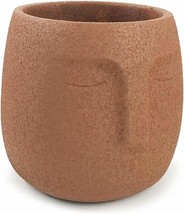 Modern Indoor/Outdoor Cement Face Vase, Statue Plant Pot For Home, Brown). - $38.99