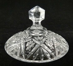 Vintage Pattern Glass Lid for Candy Jelly Dish Crisscross Fan Hexagonal ... - £3.95 GBP