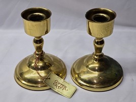 Vintage Coppercraft 5&quot; Candle Holder Solid Brass - Unused Matched Pair Of 2 - $16.62