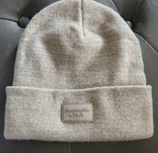 Abercrombie &amp; Fitch AF Beanie Logo Hat Sand Tan - £7.50 GBP