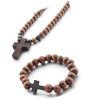 2PCS Handmade Wooden Catholic Bracelet Necklace Bead - £34.13 GBP