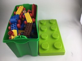 LEGO DUPLO  lot With green Storage Box Base Bricks Cars Train - $29.68
