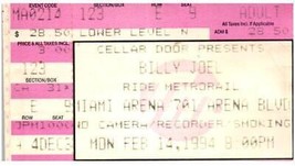 Billy Joel Concert Ticket Stub February 14 1994 Miami Florida - £31.89 GBP