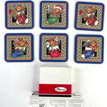 Christmas Stocking Teddy Bear Pimpernel Vtg Coasters 6 w/Box UK Acrylic ... - $24.03