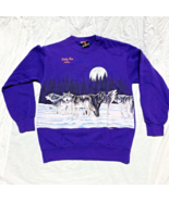 Signal Sports Vintage Wolves Purple All Over Print Sweater Nature Size M... - $45.77