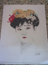 original signed drawing 8x11 Artwork Modern Colored Pencil Gashia girl portrait - £38.76 GBP