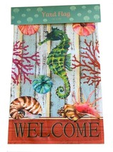 Seahorse Shells Yard Flag Welcome 12&quot;x 18&quot; Outdoor Beach Summer House Be... - £15.39 GBP