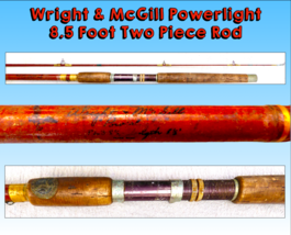 Vintage Wright &amp; McGill &quot;POWER LIGHT&quot; 8&#39;6&quot; Two Piece Fiberglass Spinning... - $22.49