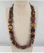 Vintage Joan Rivers Burnt Orange Small Resin Crystal 20&quot; Japanned Adj Ne... - €31,70 EUR