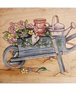 Stamps Happen Rubber Stamp Wheelbarrow Vintage Karen Mohr Floral Crafts E15 - $377.05 MXN