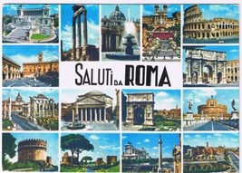 Postcard Greetings From Saluti Da Roma Rome Multi View - $2.96