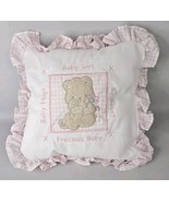 Bright Future Baby Nursery Throw Pillow Pink Gingham Ruffle Teddy Bear 1... - $32.42 CAD