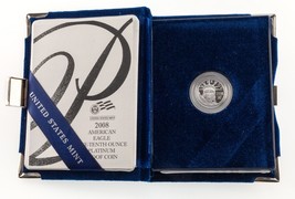 2008-W P$10 1/10 Oz. Platinum American Eagle Proof w/ OGP (Box, Case, CoA) - £275.43 GBP