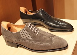 Handmade men gray suede shoes, men dress formal shoes, leather shoes for men - £114.83 GBP