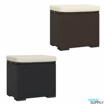 Outdoor Garden Patio Porch Poly Rattan Ottoman Stool Chair Seat With Cus... - £53.42 GBP+