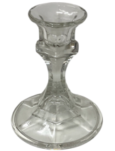 Vintage Clear Glass Candlestick Holder for Taper Candles Hexagon 4" Tall image 2